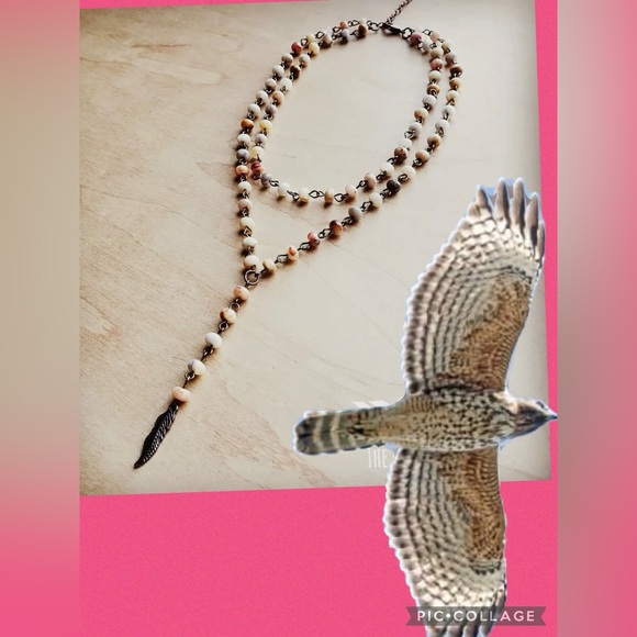 Double stranded Jasper multicolored wine necklace - Picture 6 of 6